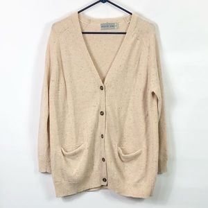 Stitch play wool blend cardigan sweater tan speckled women’s size medium EUC